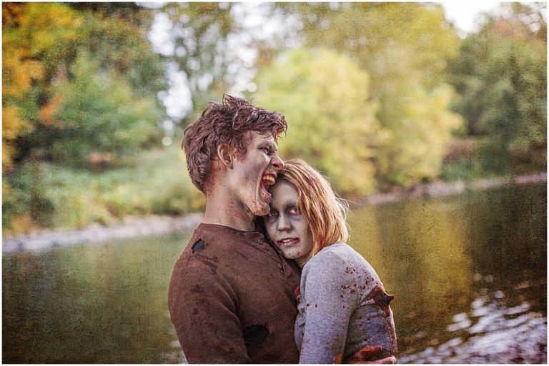 Zombie Apocalypse // Eugene Oregon Halloween Photoshoot // Engagement Photography // Mckenzie River // Stevi Sayler Photography
