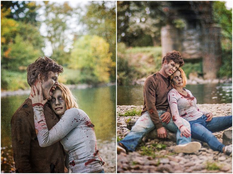 Zombie Apocalypse // Eugene Oregon Halloween Photoshoot // Engagement Photography // Mckenzie River // Stevi Sayler Photography
