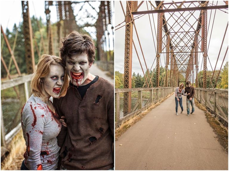 Zombie Apocalypse // Eugene Oregon Halloween Photoshoot // Engagement Photography // Mckenzie River // Stevi Sayler Photography