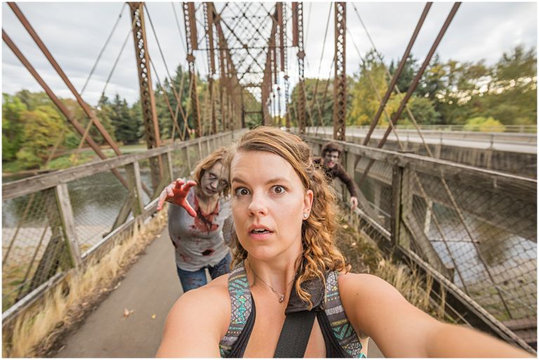 Zombie Apocalypse // Eugene Oregon Halloween Photoshoot // Engagement Photography // Mckenzie River // Stevi Sayler Photography