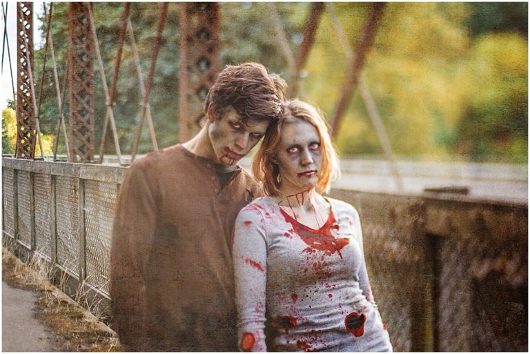 Zombie Apocalypse // Eugene Oregon Halloween Photoshoot // Engagement Photography // Mckenzie River // Stevi Sayler Photography
