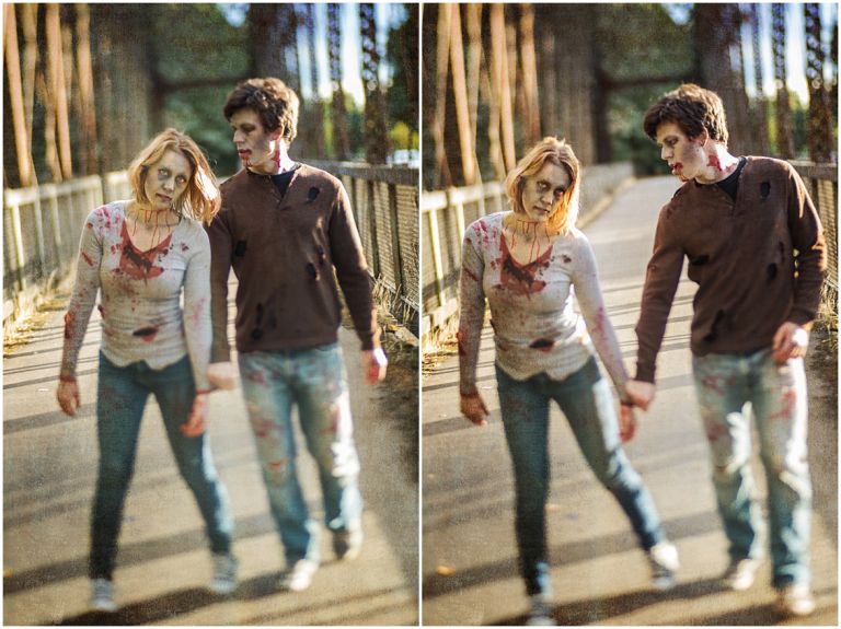 Zombie Apocalypse // Eugene Oregon Halloween Photoshoot // Engagement Photography // Mckenzie River // Stevi Sayler Photography