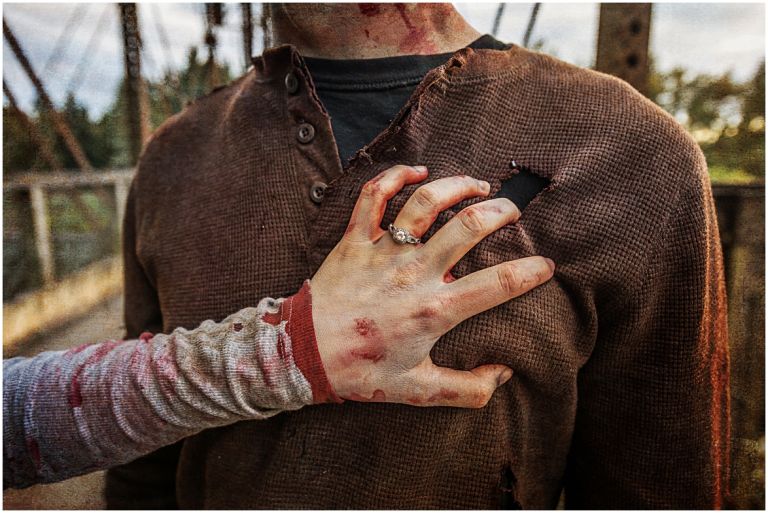 Zombie Apocalypse // Eugene Oregon Halloween Photoshoot // Engagement Photography // Mckenzie River // Stevi Sayler Photography